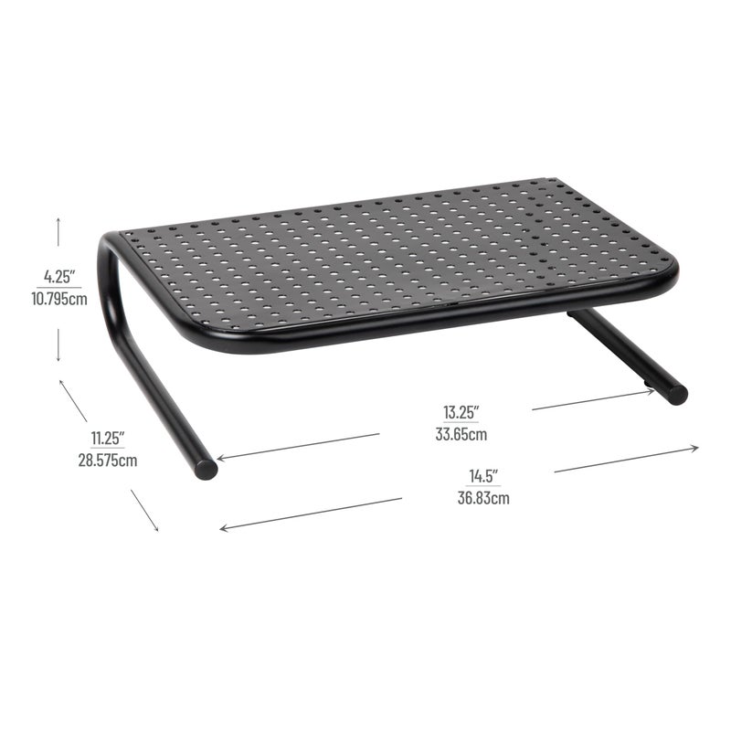 Mind Reader Monitor Stand, Ventilated Laptop Riser, Desktop Organizer, Metal, 14.5"L x 11.25"W x 4.25"H, Set of 2, Black - Image 3